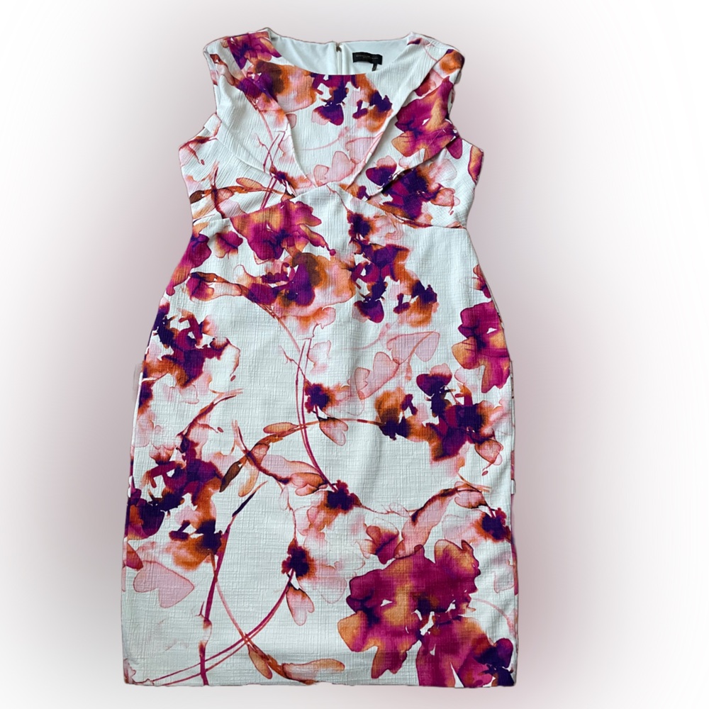 Donna Karan Vibrant Pink and Purple Midi Dress